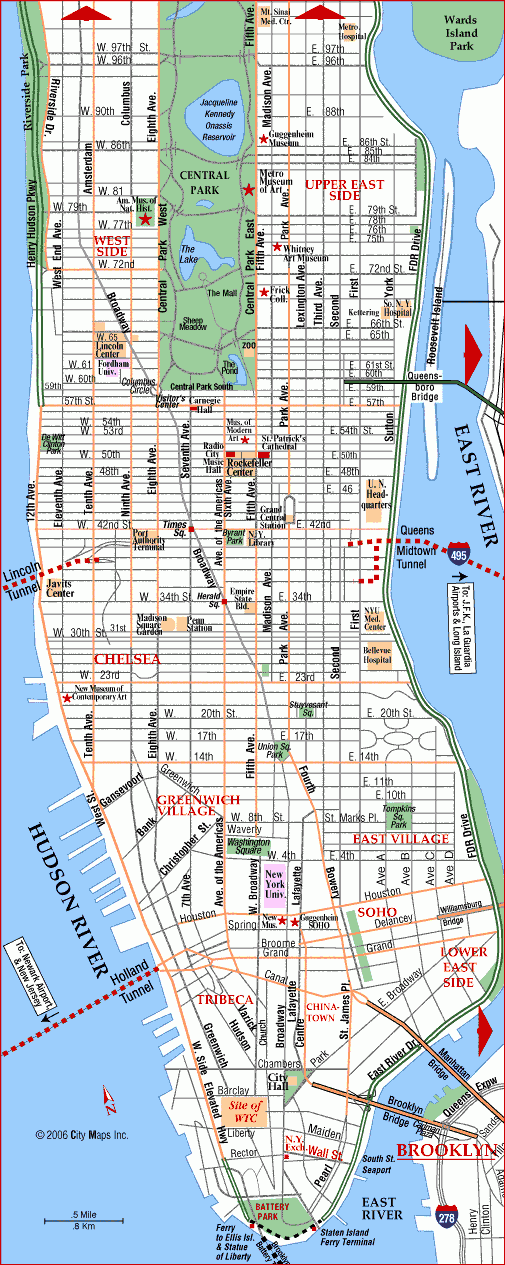 Printable Tourist Map Of Manhattan Printable Map Of The United States