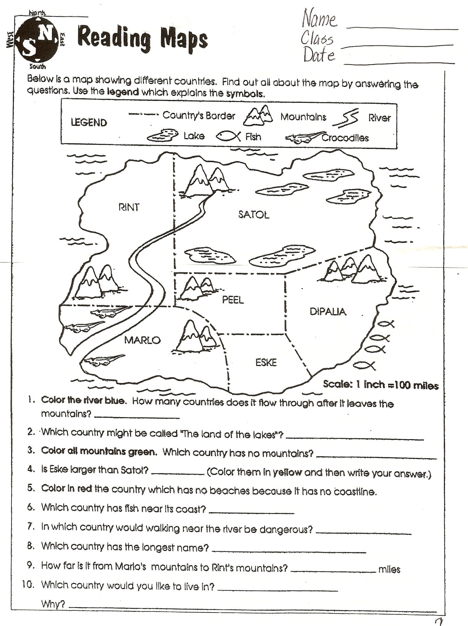 10 Inspirational Printable Map Skills Worksheets 3rd Grade 