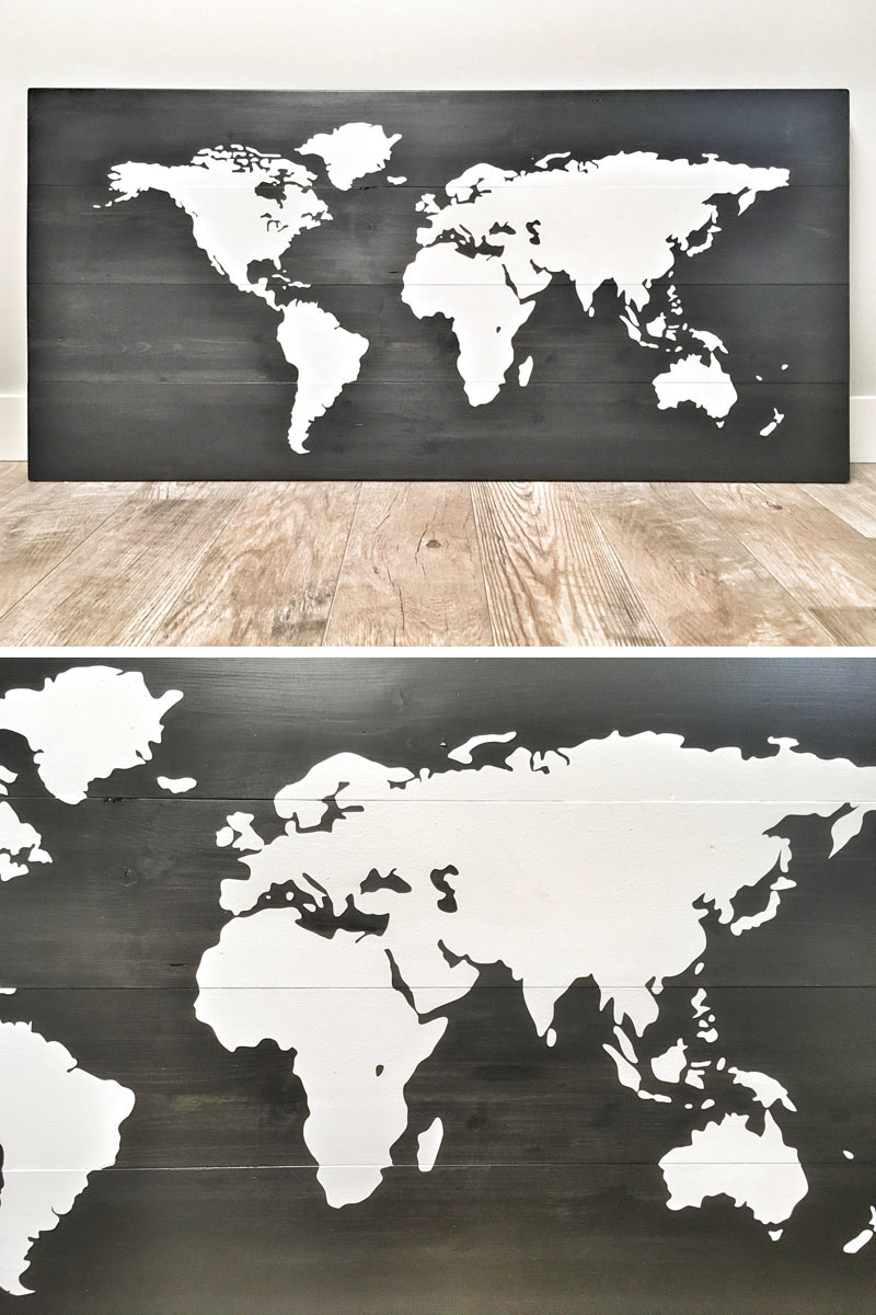 25 World Map Wall Art Designs Made From Wood