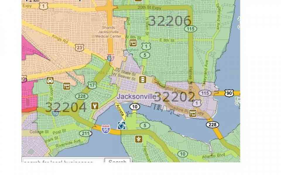 33 Zip Codes Map Jacksonville Fl Maps Database Source