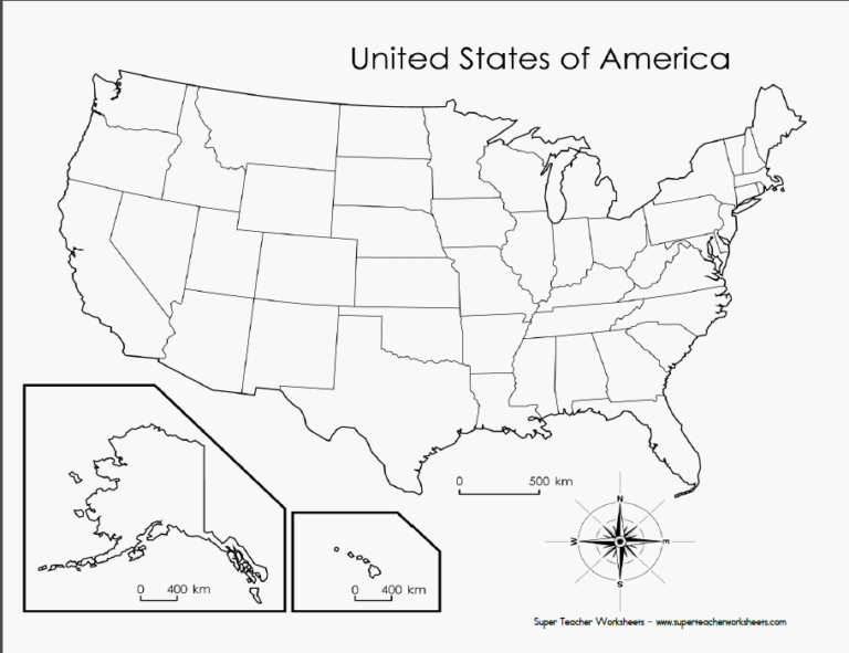50 States Map Link To The Best Printable Blank Map
