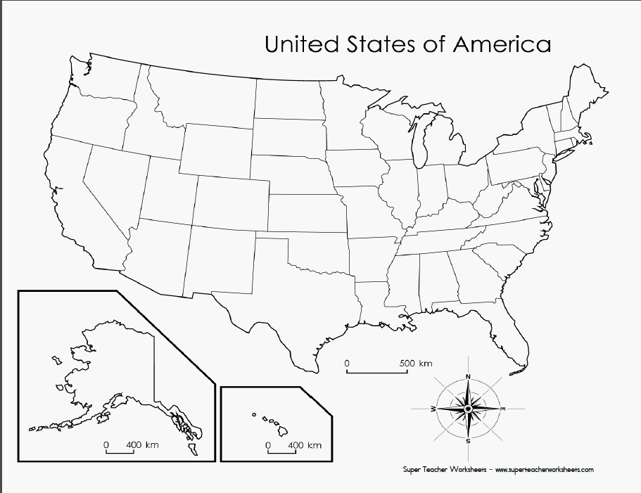 50 States Map Link To The Best Printable Blank Map 
