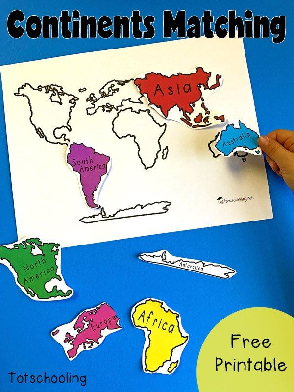 7 Continents Of The World FREE Printable Matching Activity 