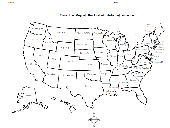 A Free Printable Map Of The United States To Color And A Free Printable Map Of The United States To Color And