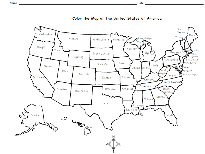 A Free Printable Map Of The United States To Color And 