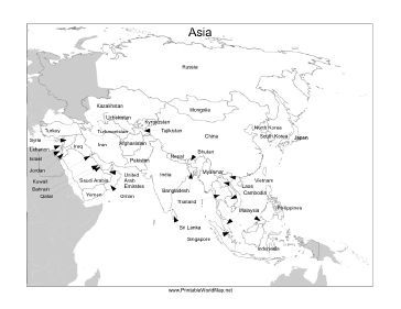 A Printable Map Of The Continent Of Asia Labeled With The 