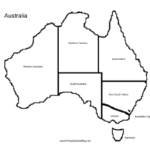 A Printable Map Of The Continent Of Australia Labeled With