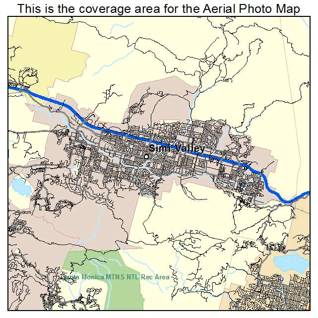 Aerial Photography Map Of Simi Valley CA California