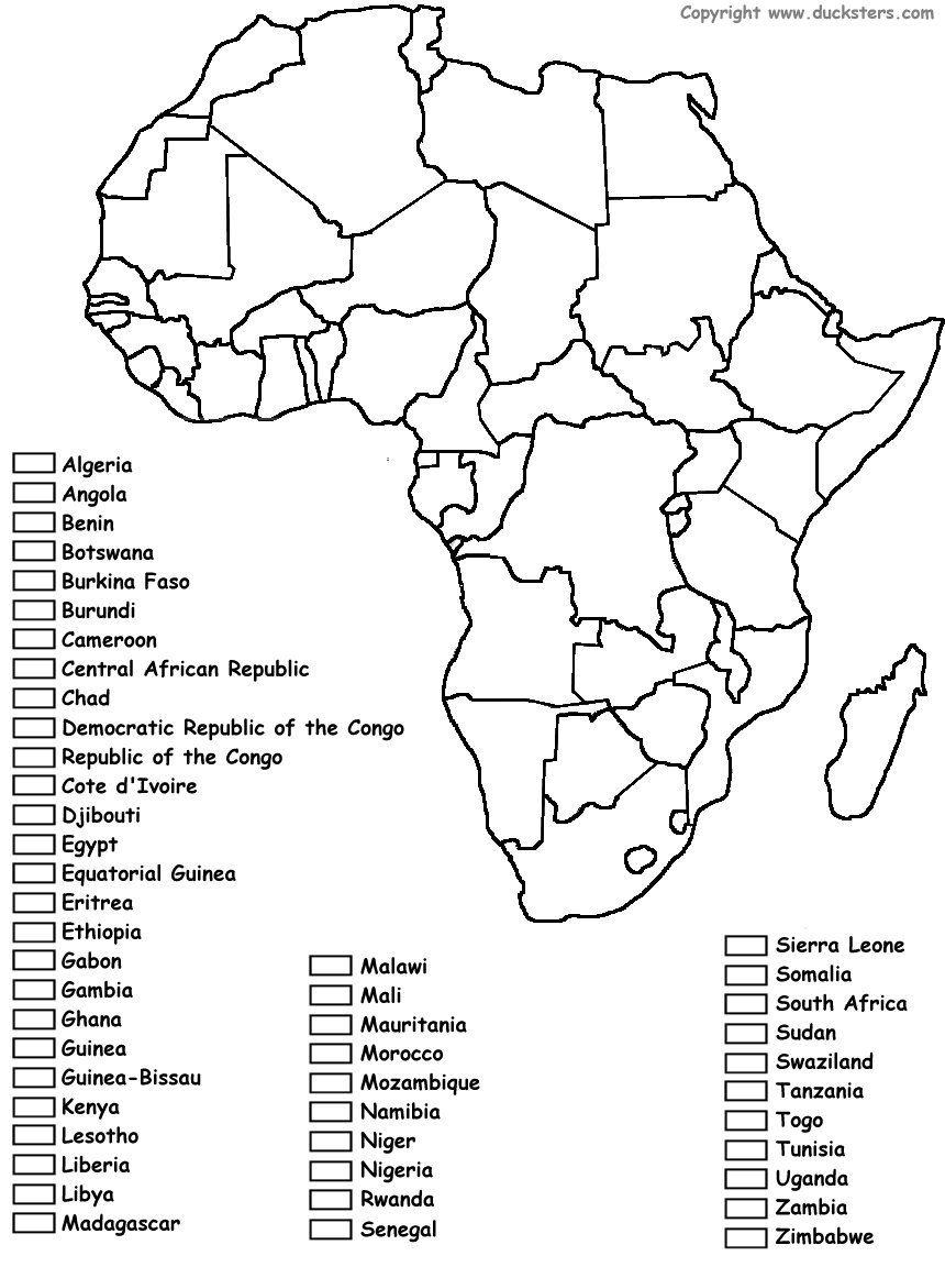 Africa Coloring Map Printable Geography For Kids 