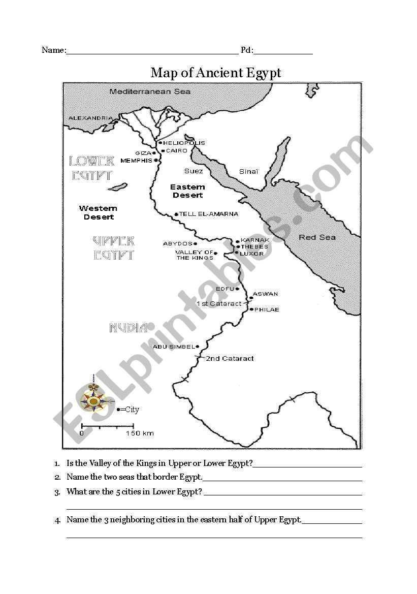 Ancient Egypt Map ESL Worksheet By Monsone