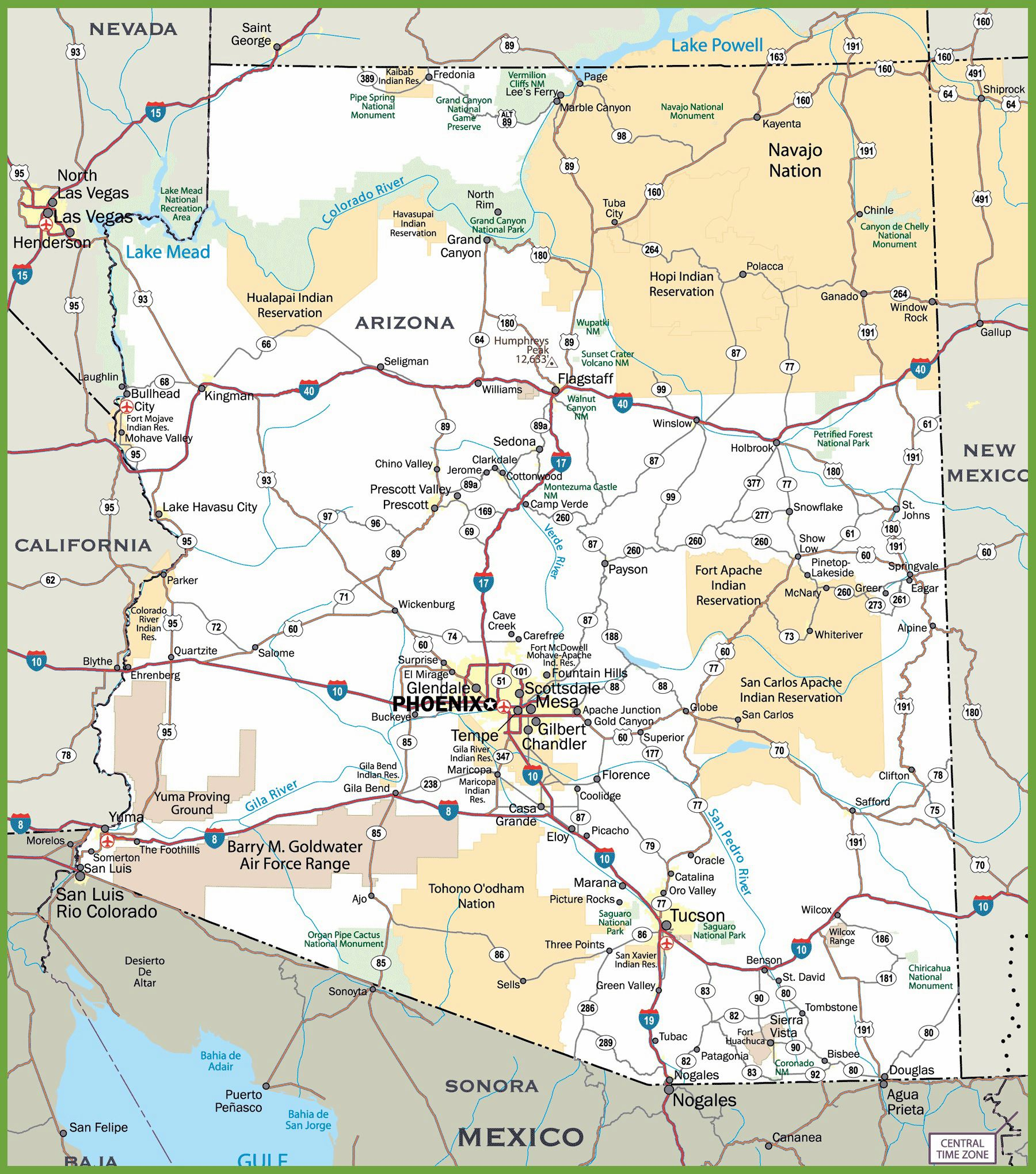 Arizona Map Pinotglobal