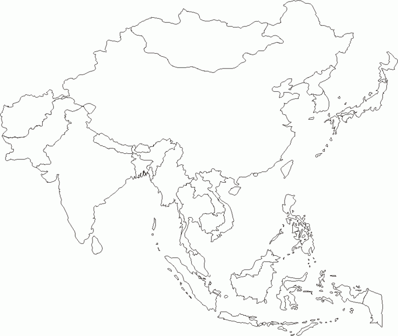 Blank Map Of Asia Quiz Maria Lombardic Coloring Home