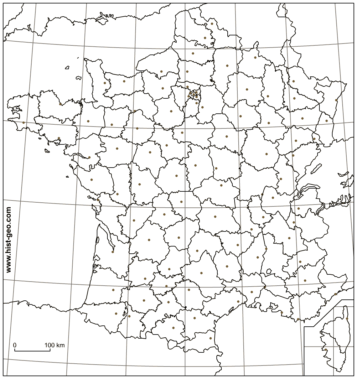 Blank Map Of France Departments Capitals Of Departments 