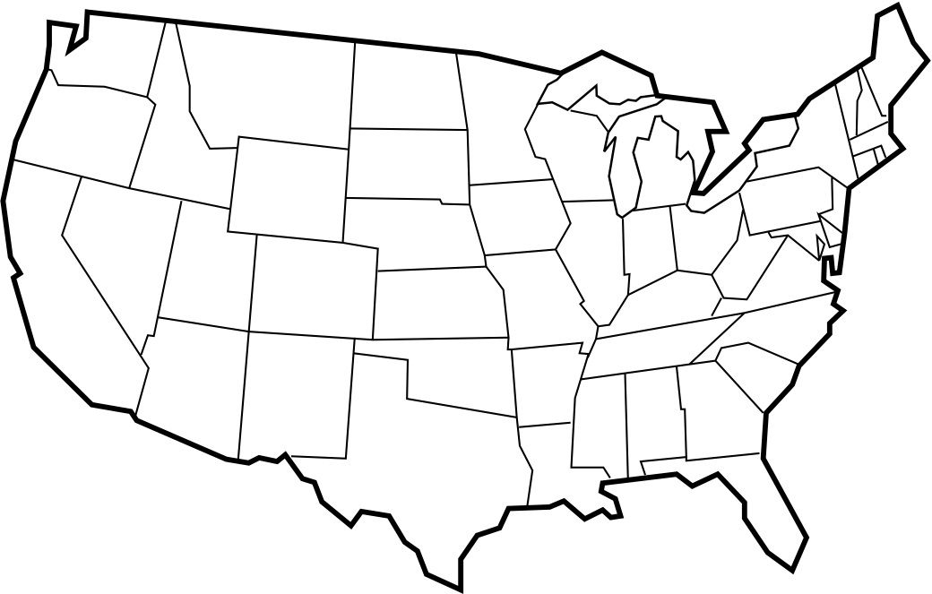 Blank USA Map With Thick Black Borders With Images 