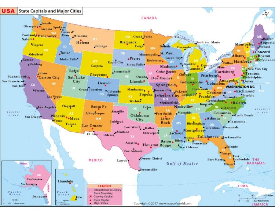 Buy United States Map US State Capitals And Major Cities 