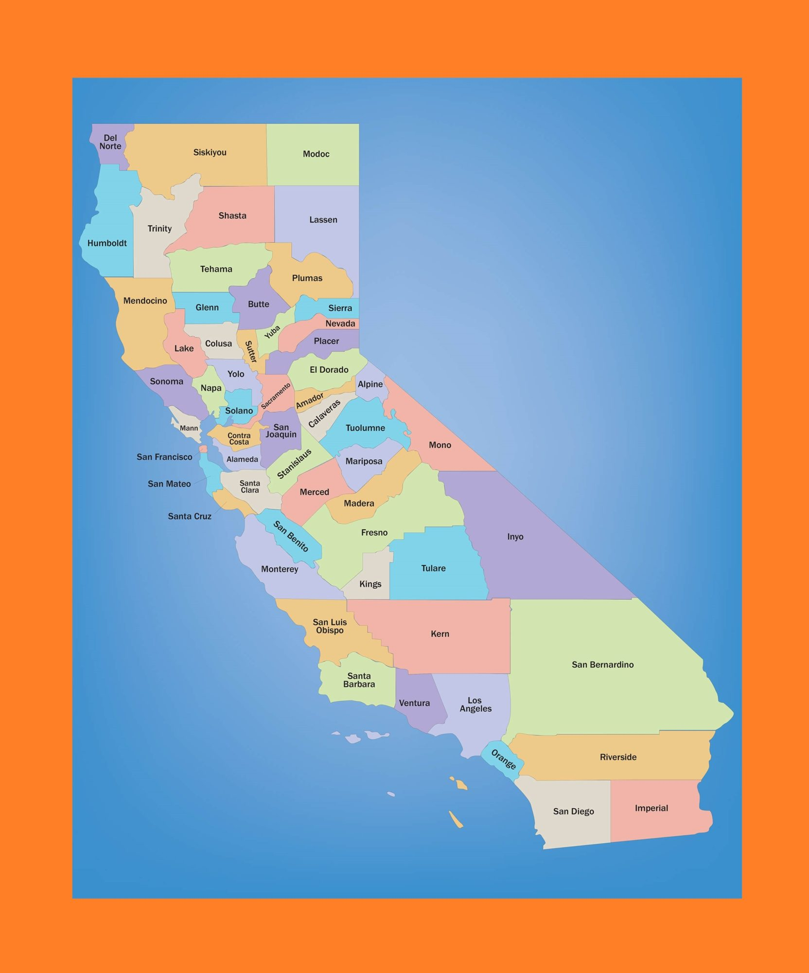 California County Map Large Printable And Standard Map 