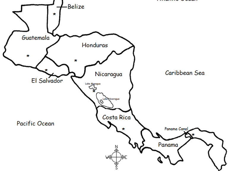 Central America Countries And Capitals Printable