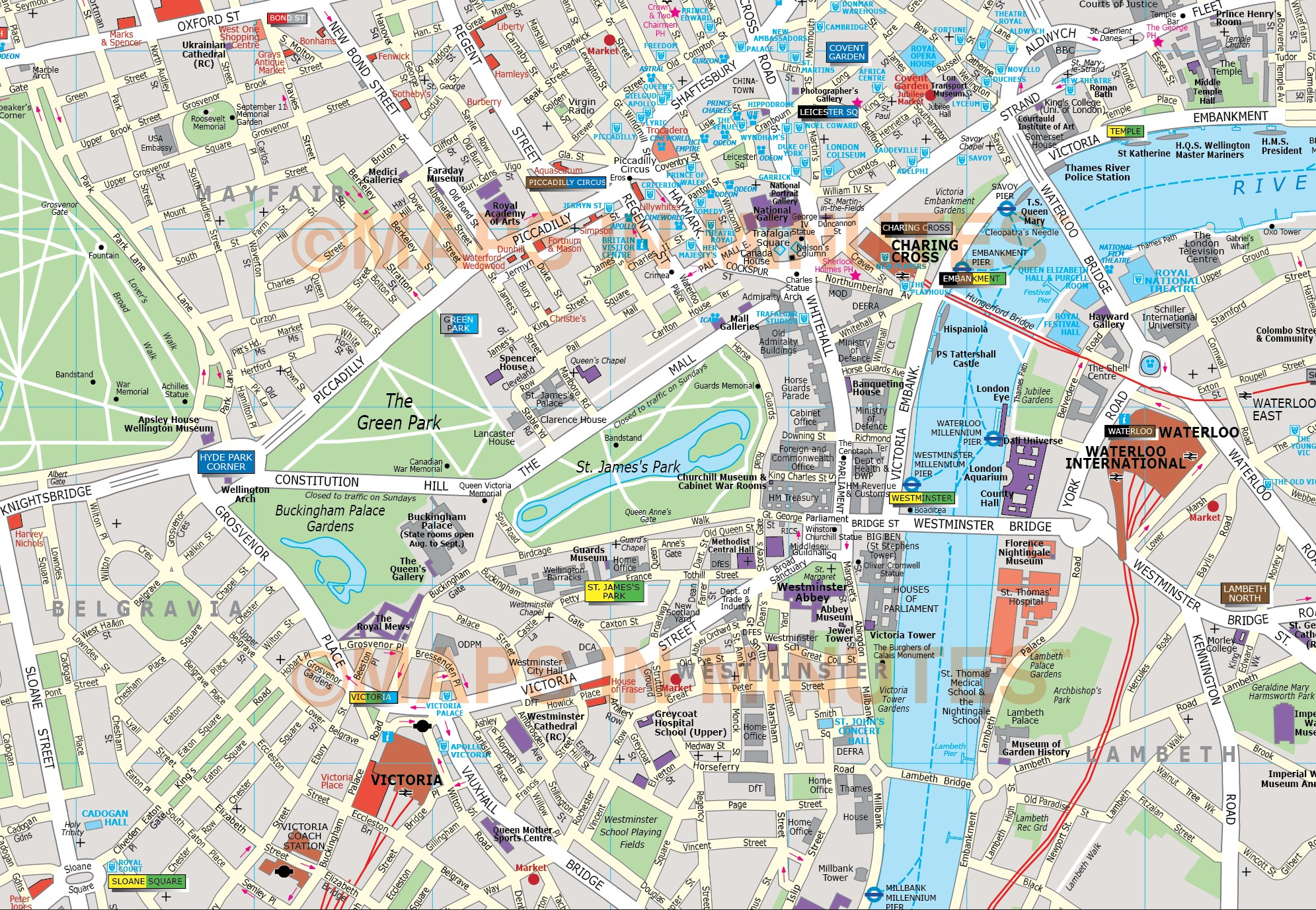 Deluxe London City Map In Illustrator Editable Vector Format