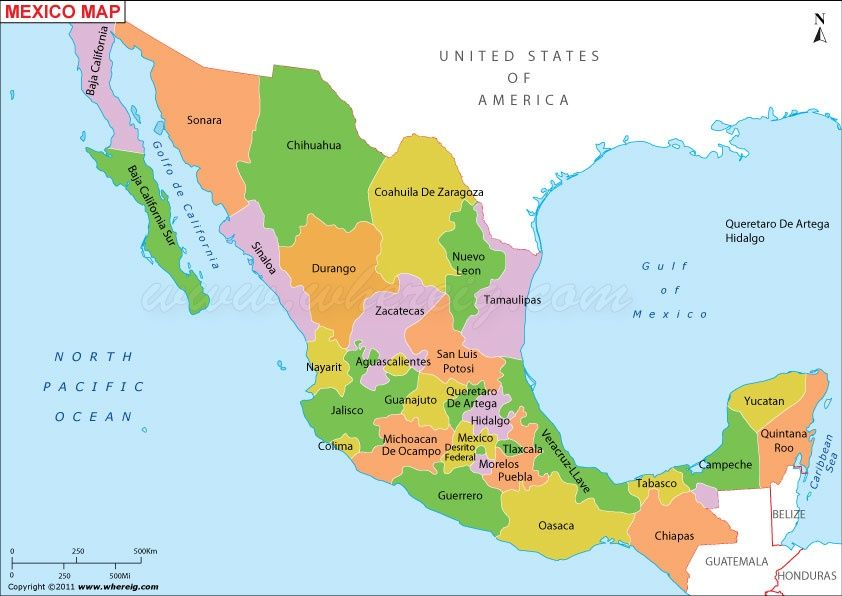 Description The Political Map Of Mexico Showing Mexico 