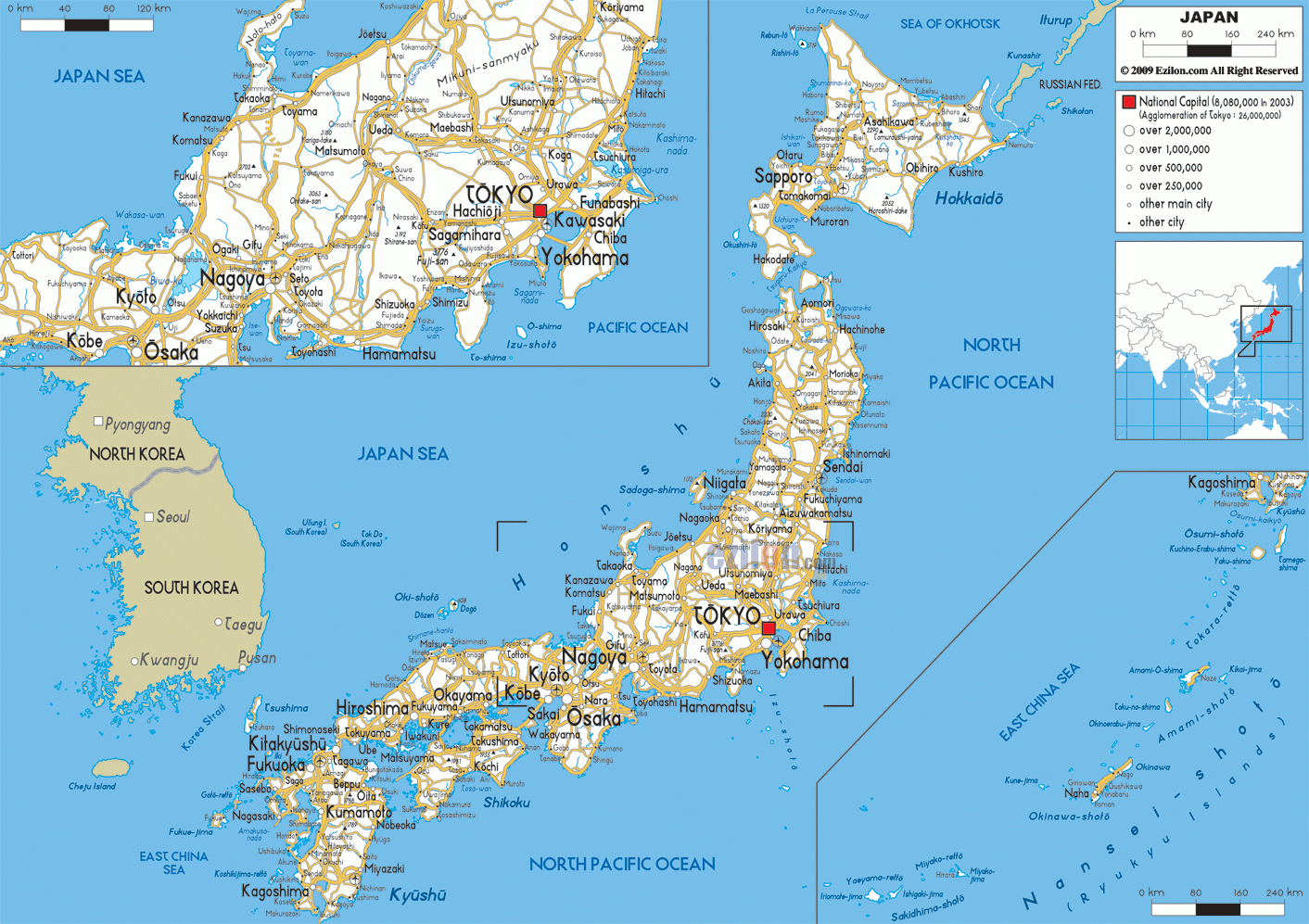 Detailed Clear Large Road Map Of Japan Ezilon Maps