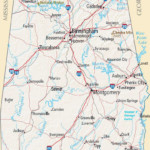 Detailed Road Map Of Alabama State With Relief And Cities