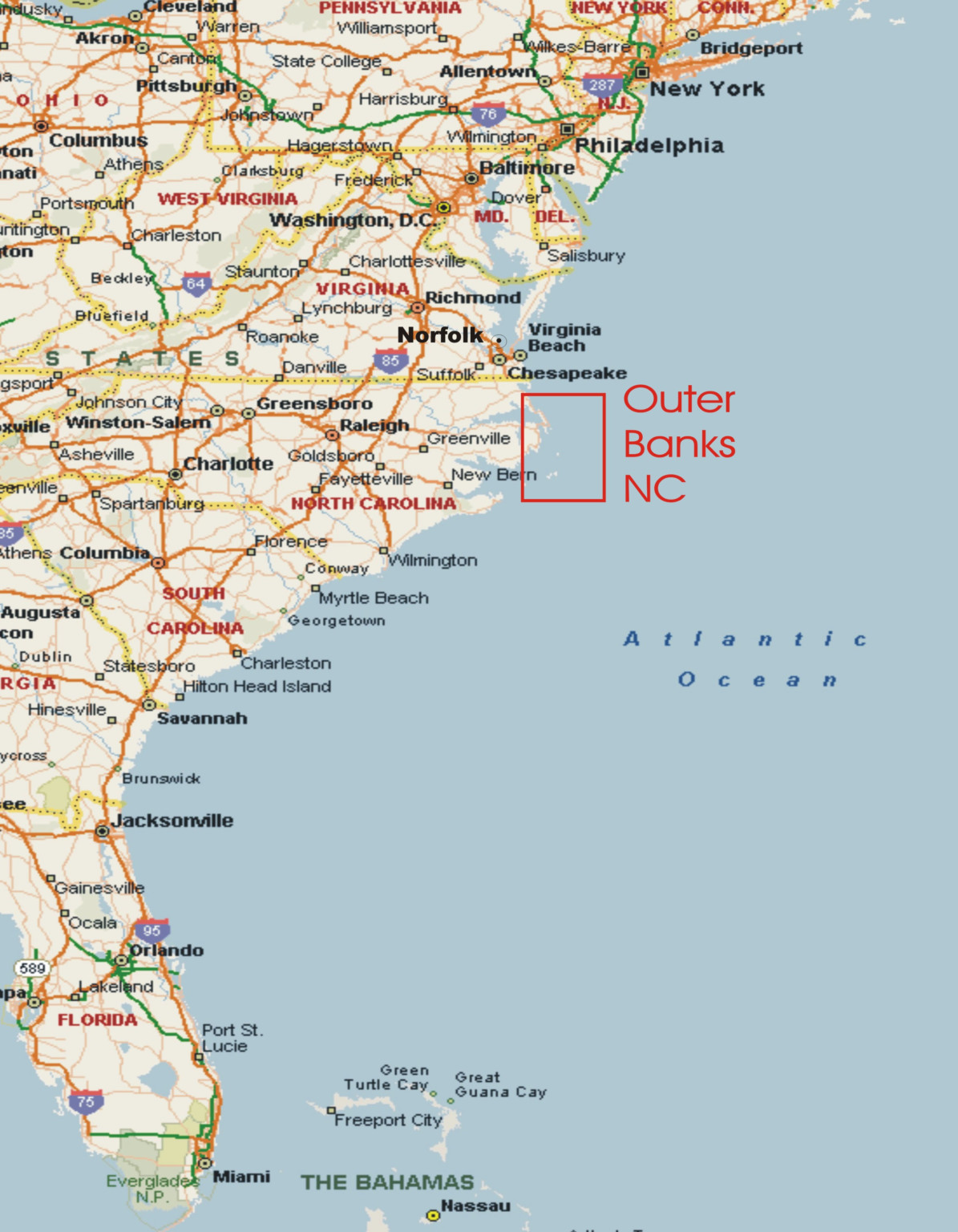 Printable East Coast Map