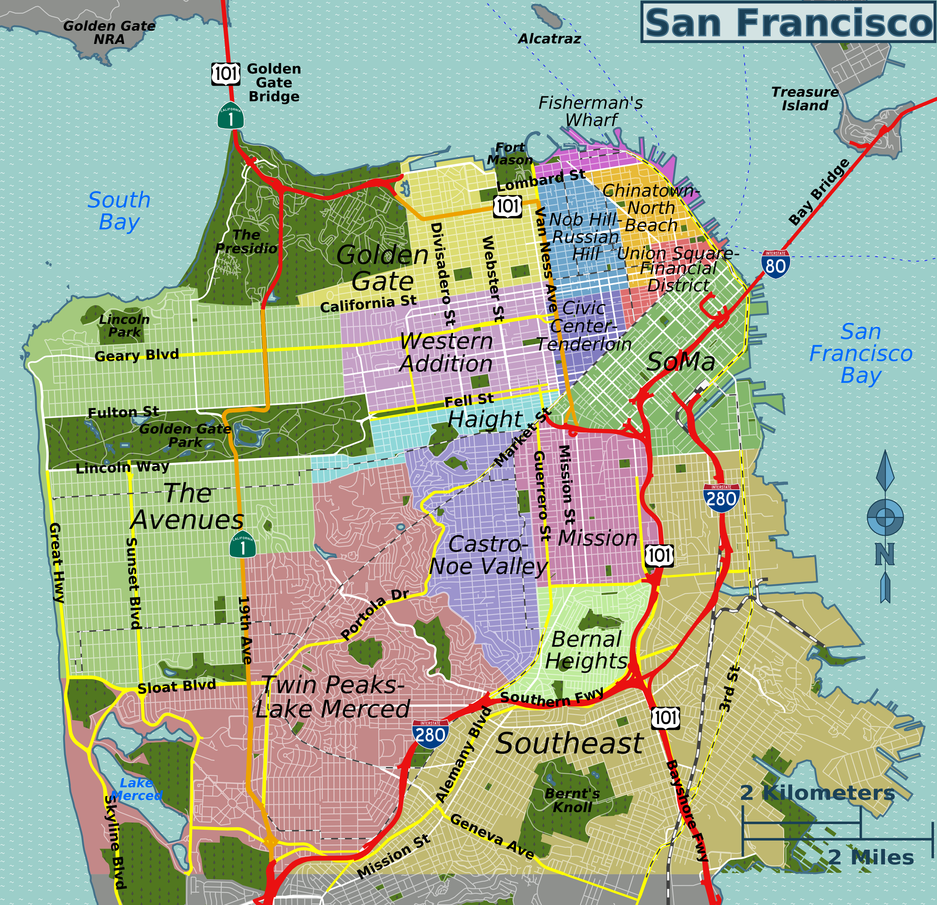 File San Francisco Districts Map png Wikimedia Commons