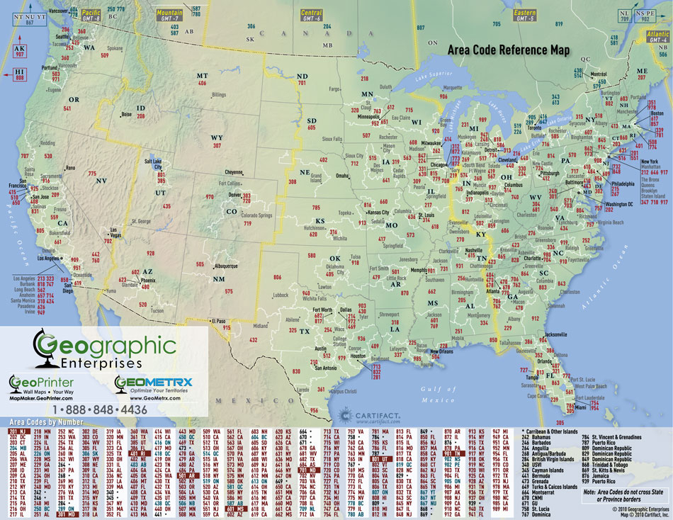 Free Telephone Area Code Map