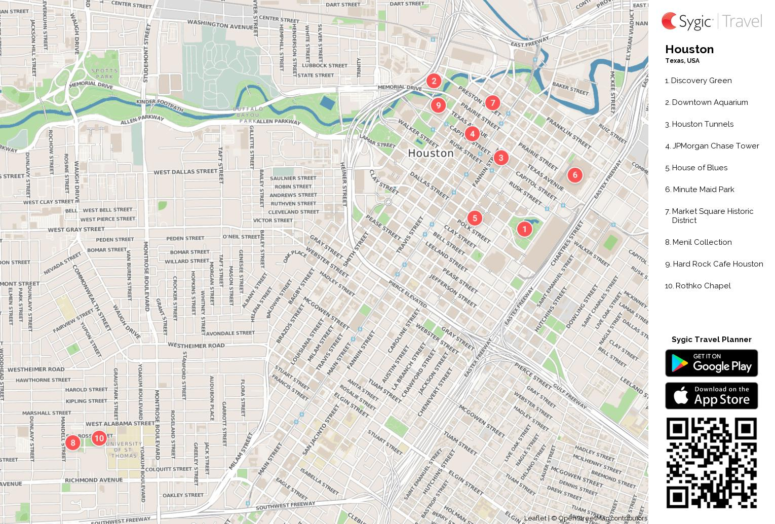 Houston Attractions Map Houston Tourist Map Texas USA 