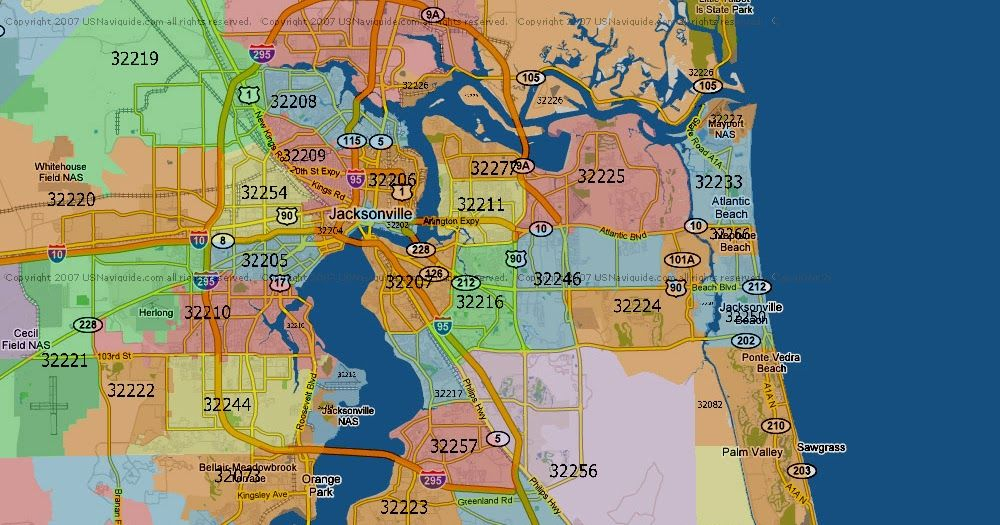 Printable Zip Code Map Jacksonville Fl Printable Map of The United States Jax Zip Code Map