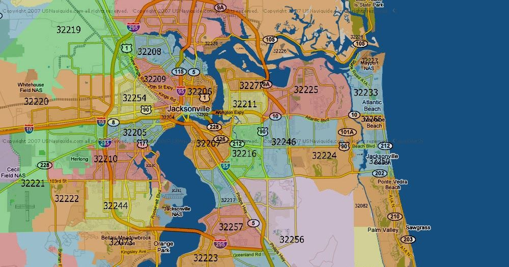 Printable Zip Code Map Jacksonville Fl – Printable Map Of The United States