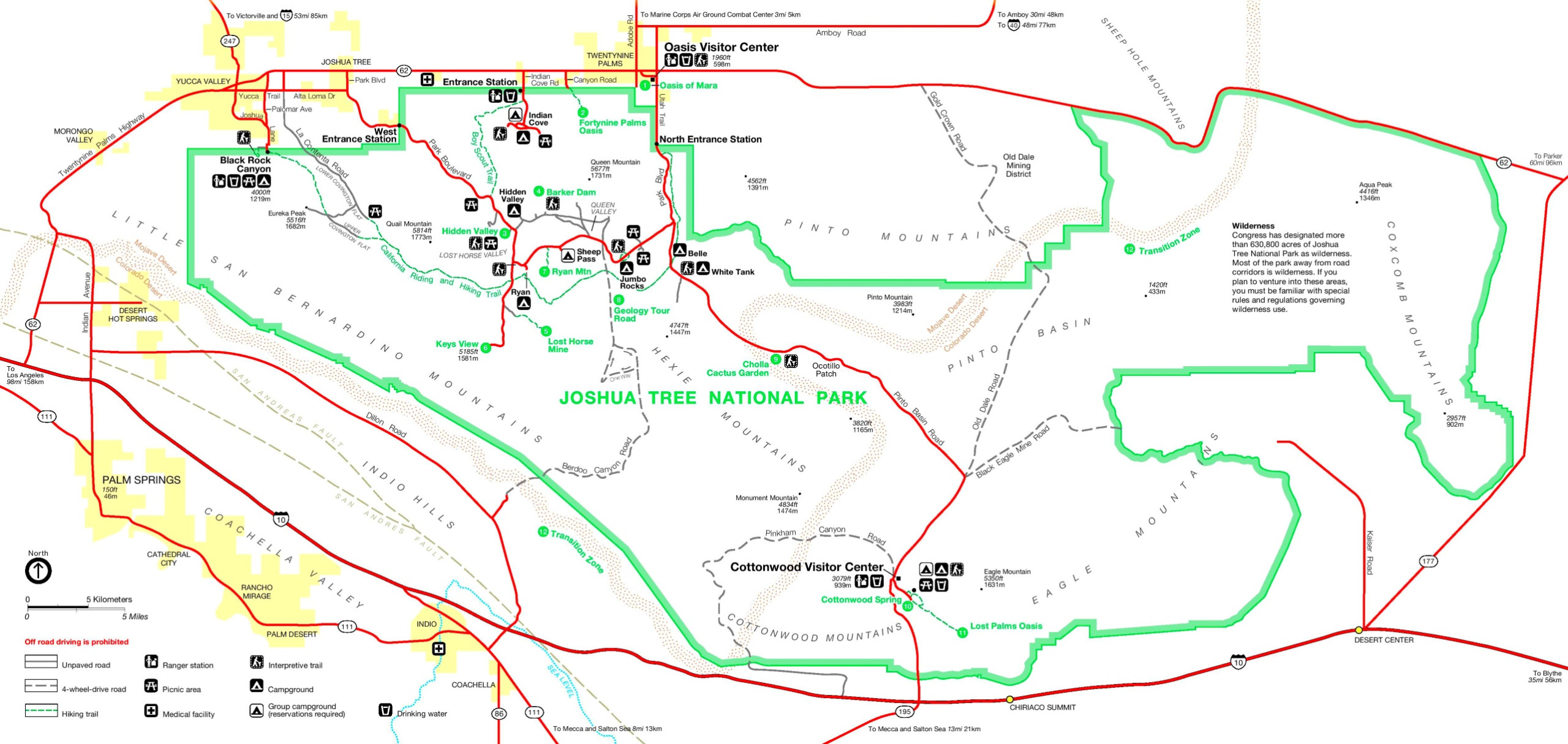 Joshua Tree National Park Tourist Map