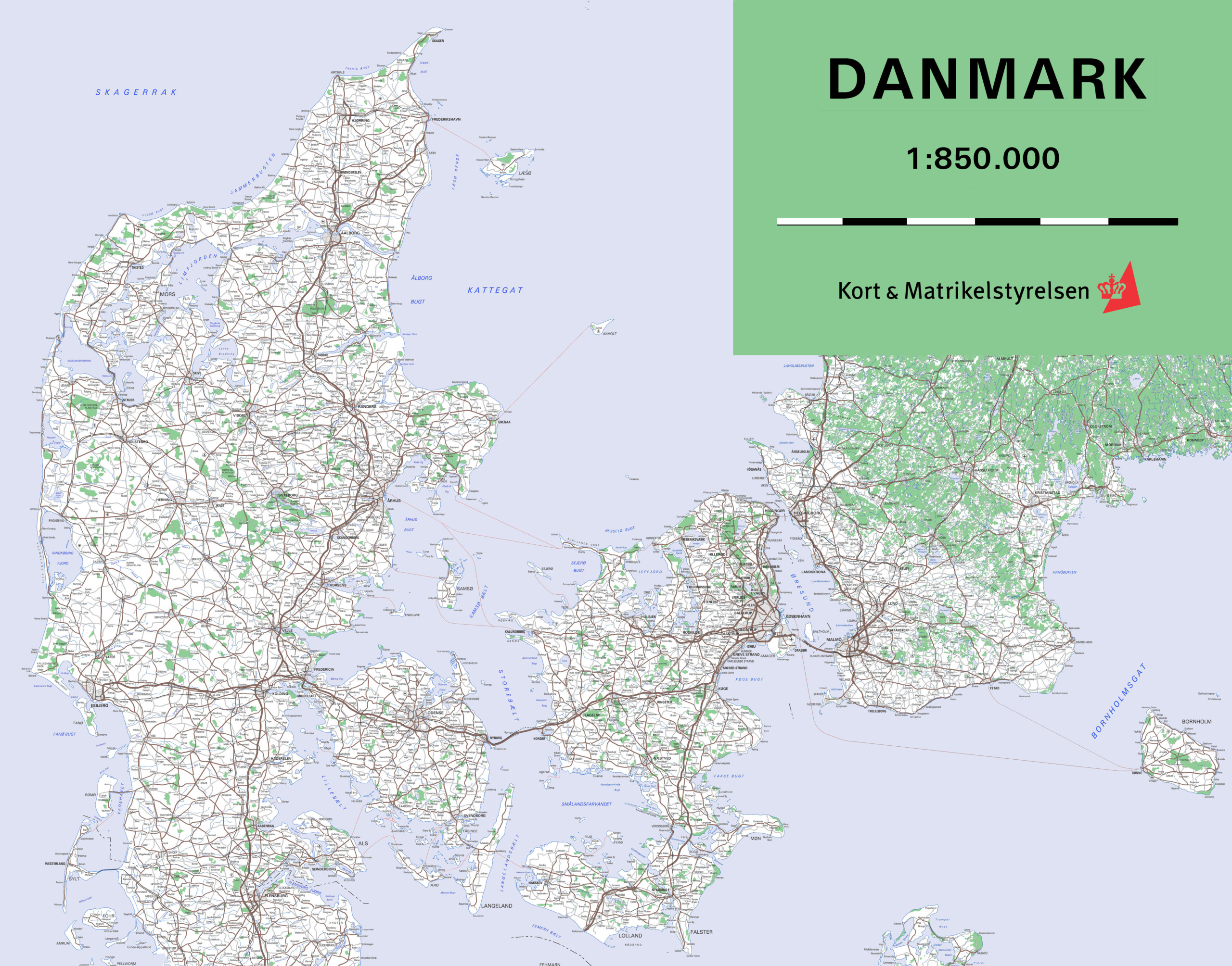 Large Detailed Map Of Denmark With Cities And Towns