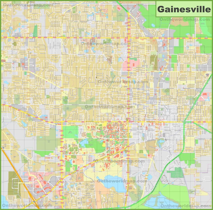 Large Detailed Map Of Gainesville Large Detailed Map Of Gainesville