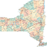 Large Detailed Road And Administrative Map Of New York
