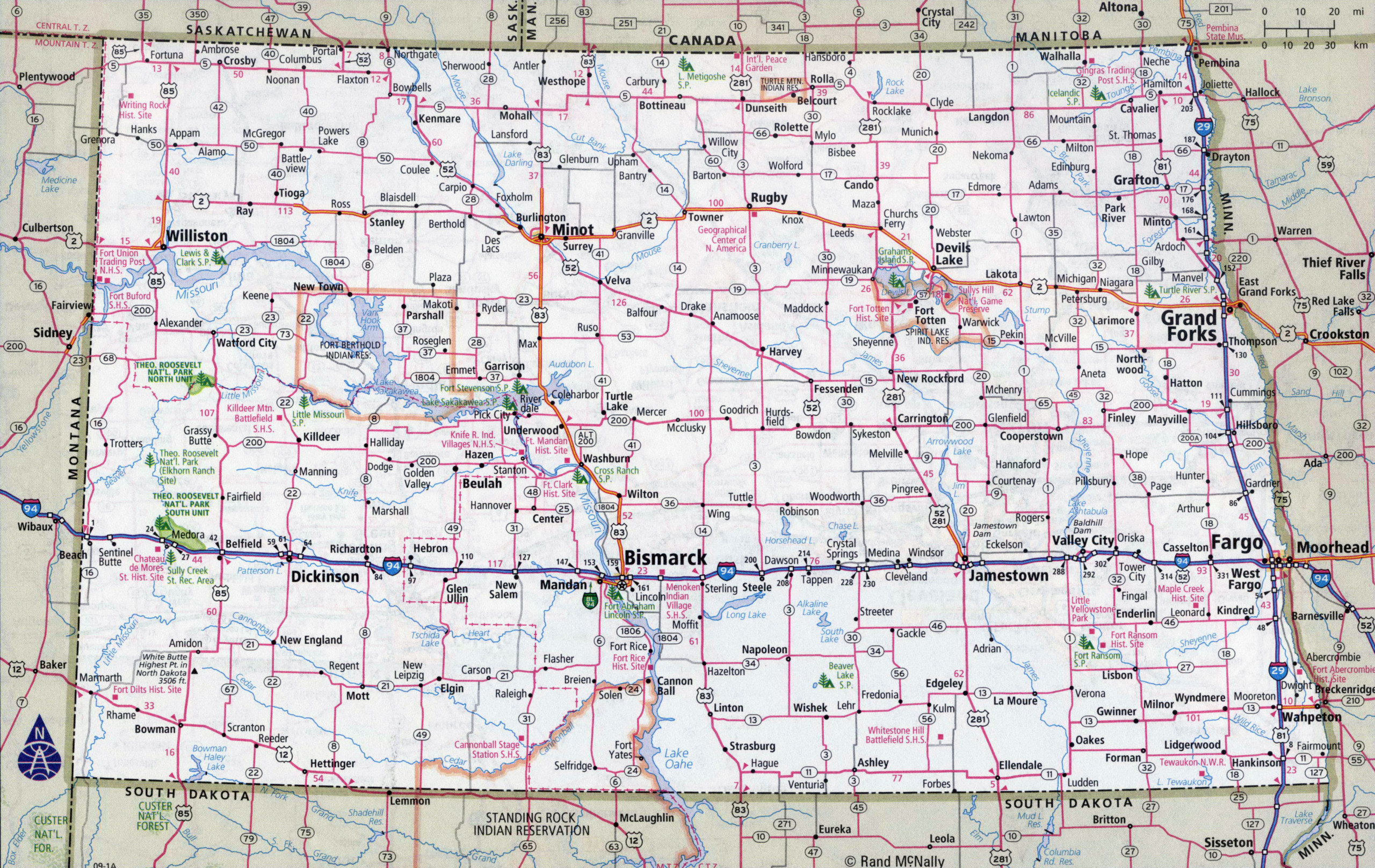 Large Detailed Roads And Highways Map Of North Dakota Large Detailed Roads And Highways Map Of North Dakota