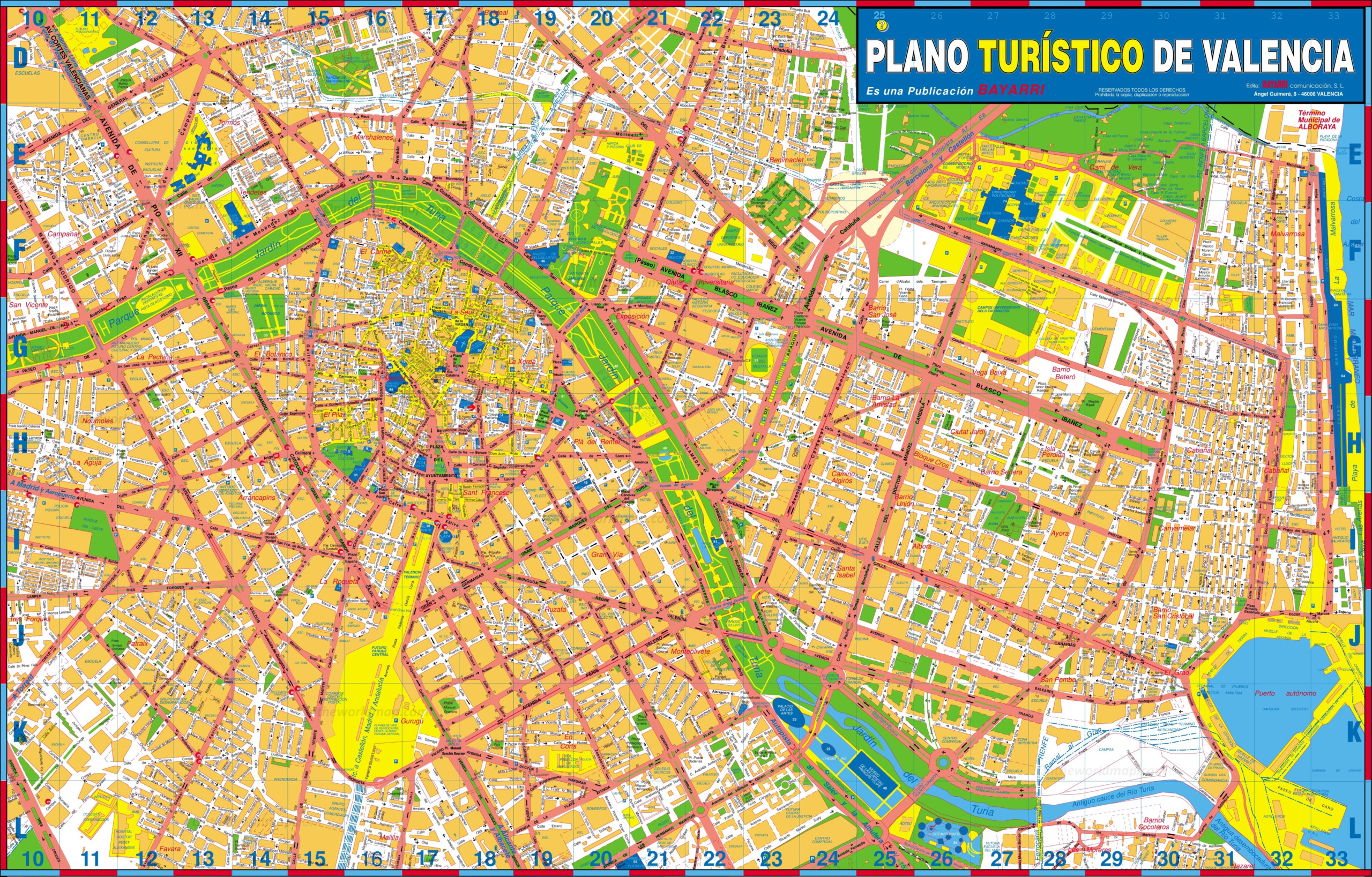 Large Detailed Tourist Map Of Valencia Large Detailed Tourist Map Of Valencia
