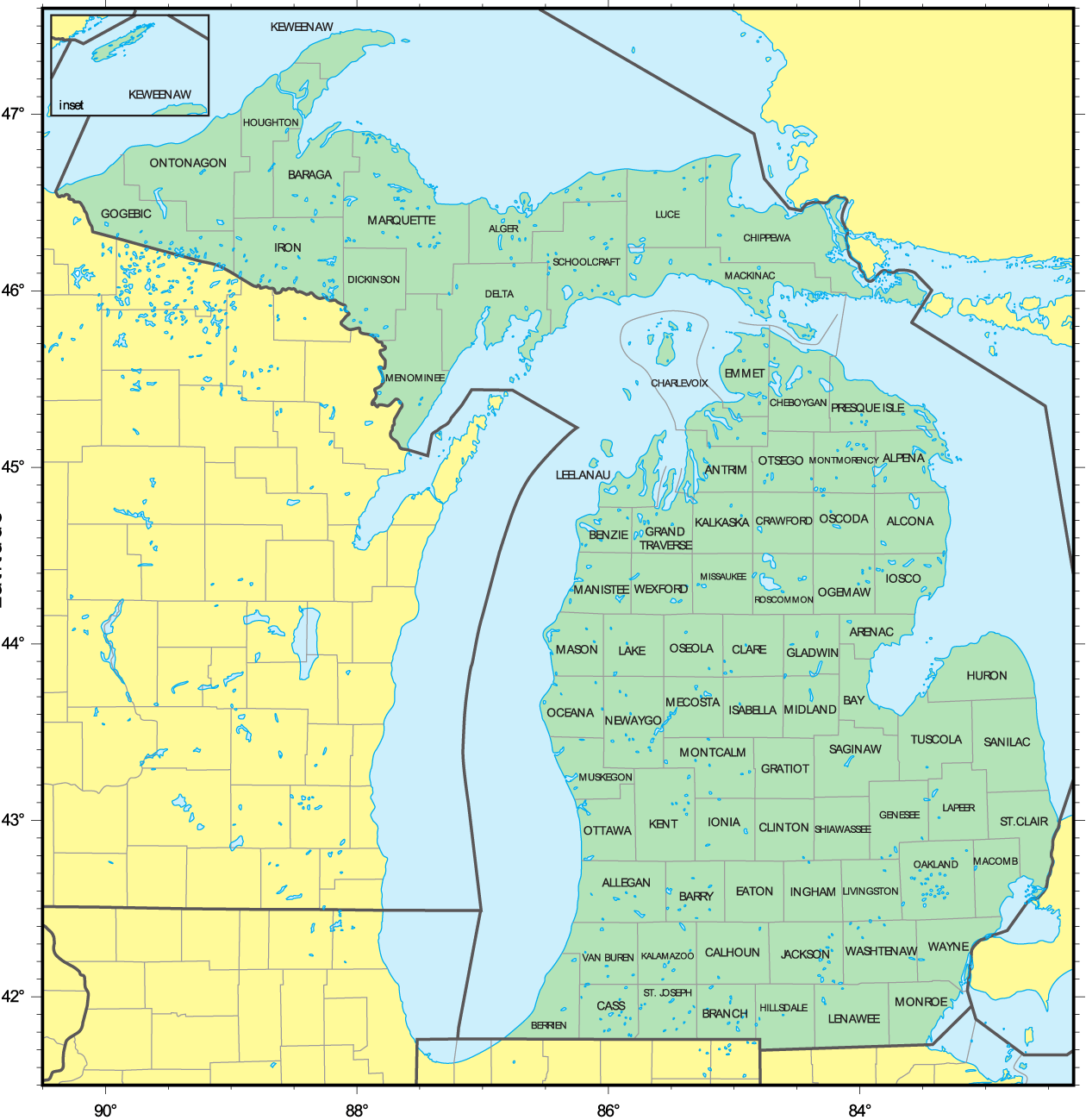 Map Of Counties In Michigan Map Of Counties In Michigan