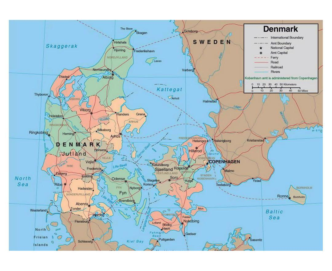 Map Of Denmark Detailed Map Of Denmark Northern Europe 