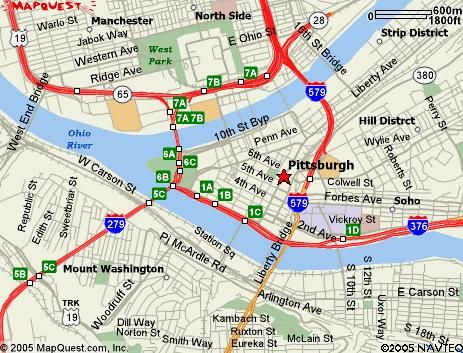 Map Of Downtown Pittsburgh Pittsburgh Map Ohio