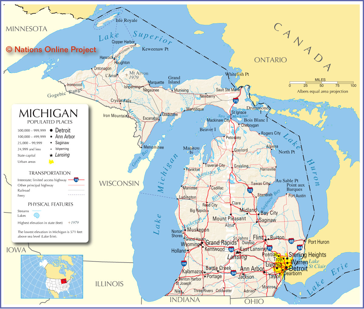 Map Of Michigan America Maps Map Pictures