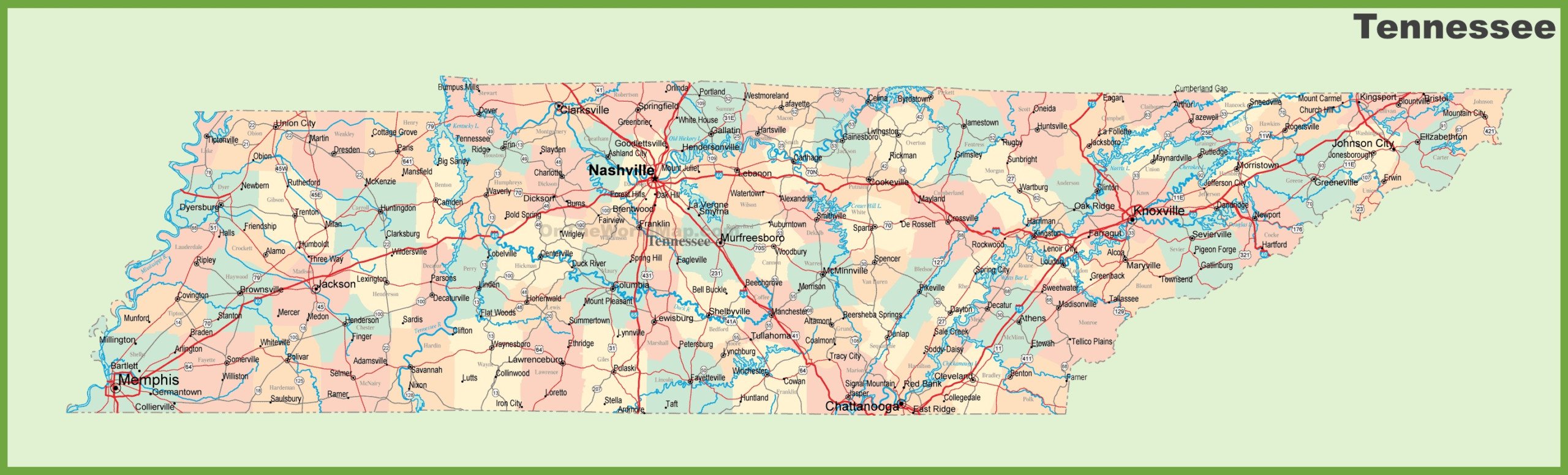 Map Of Tennessee Cities Eastern Time Zone Population Scaled 