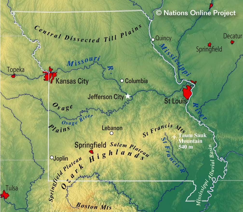 Map Of The State Of Missouri USA Nations Online Project