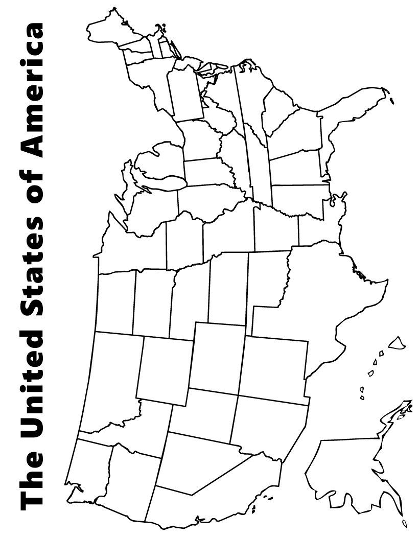 Map Of The USA Coloring Page Exploring History Us 