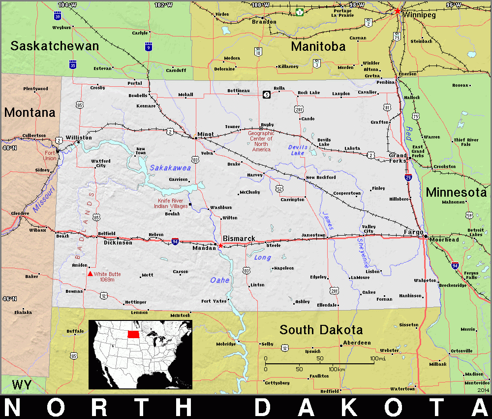 ND North Dakota Public Domain Maps By PAT The Free 