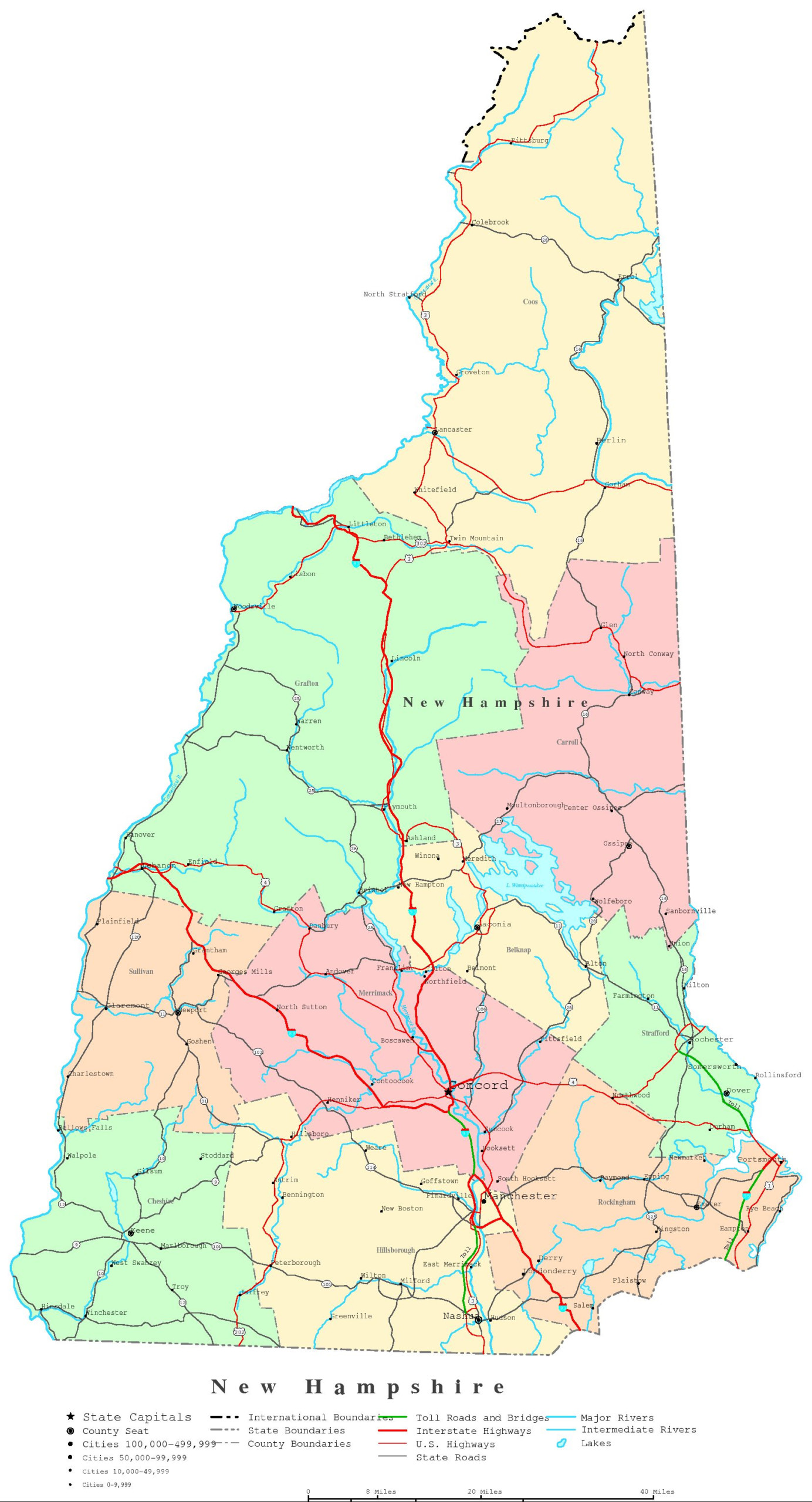 New Hampshire Printable Map New Hampshire Printable Map