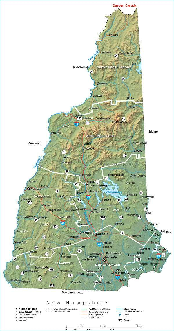 New Hampshire State Map New Hampshire State Map