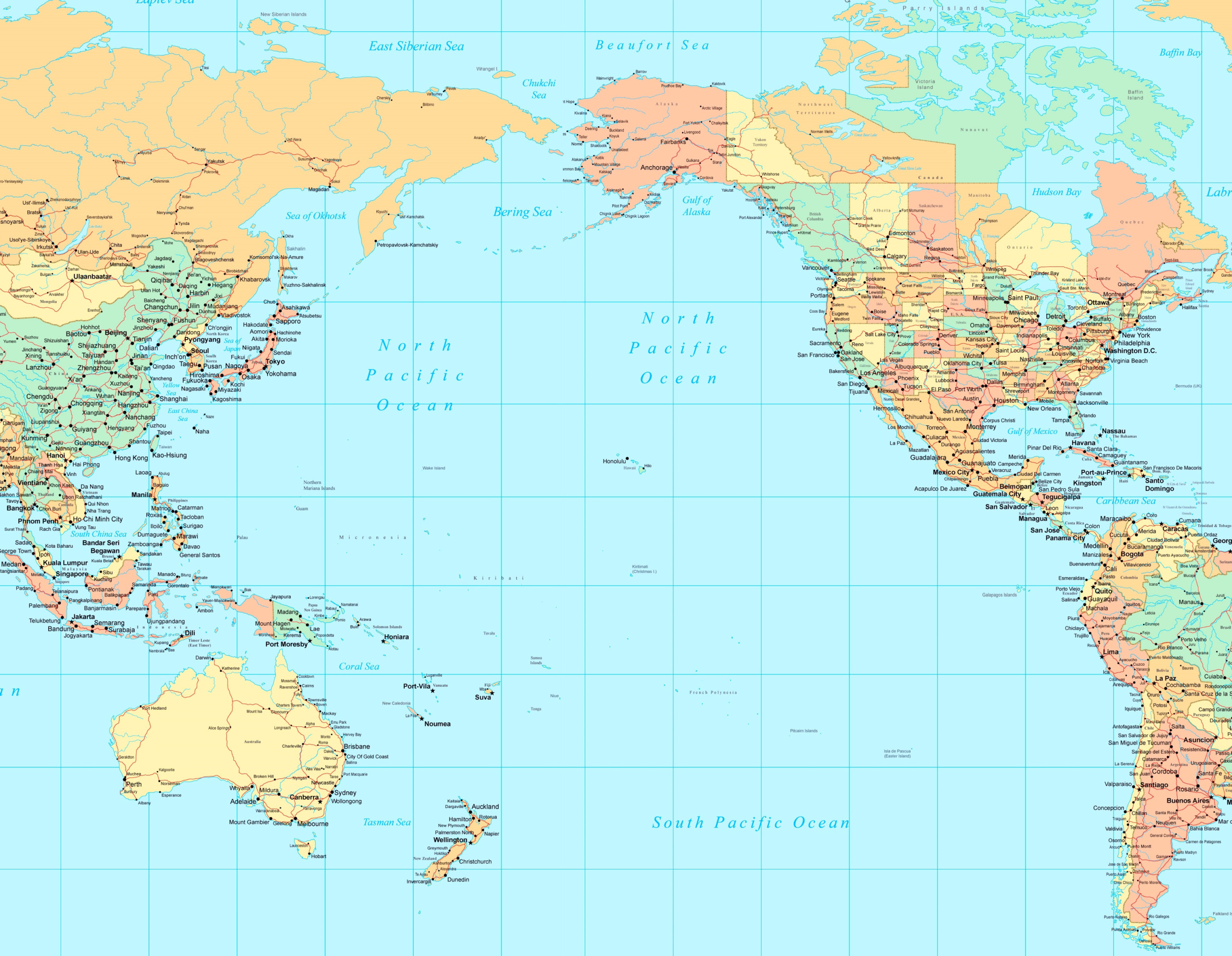 Pacific Ocean Political Map Pacific Ocean Political Map