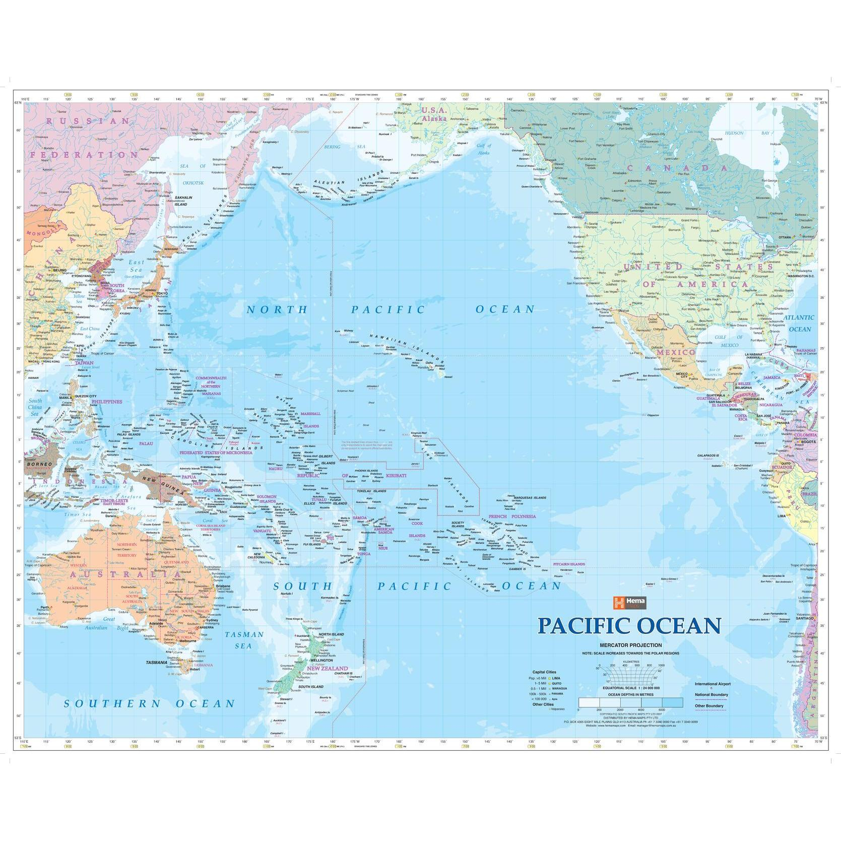 Pacific Ocean Wall Map The Map Shop Pacific Ocean Wall Map The Map Shop