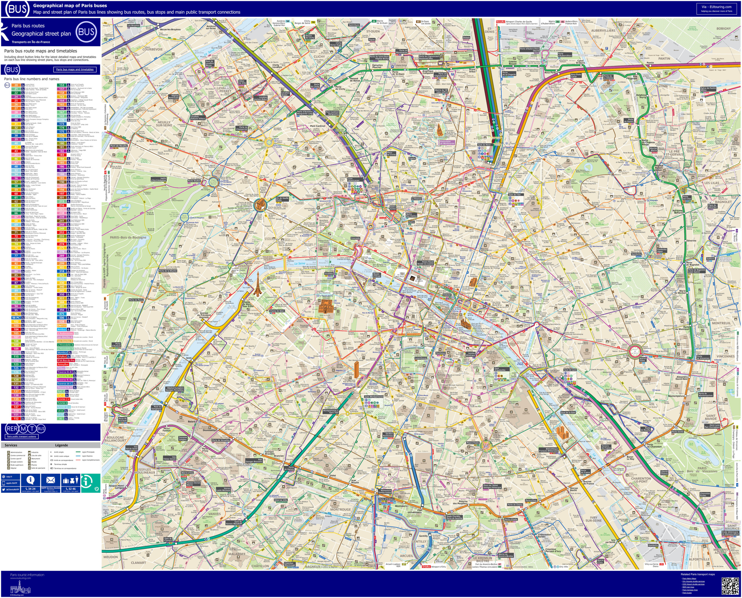 Paris Bus Route Maps With City Street Plan In PDF Or Image Paris Bus Route Maps With City Street Plan In PDF Or Image